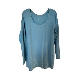 J. Jill Easy Curved - Hem Tunic Long Sleeve XL Cotton Blue